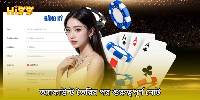 অ্যাকাউন্ট তৈরির পর গুরুত্বপূর্ণ নোট